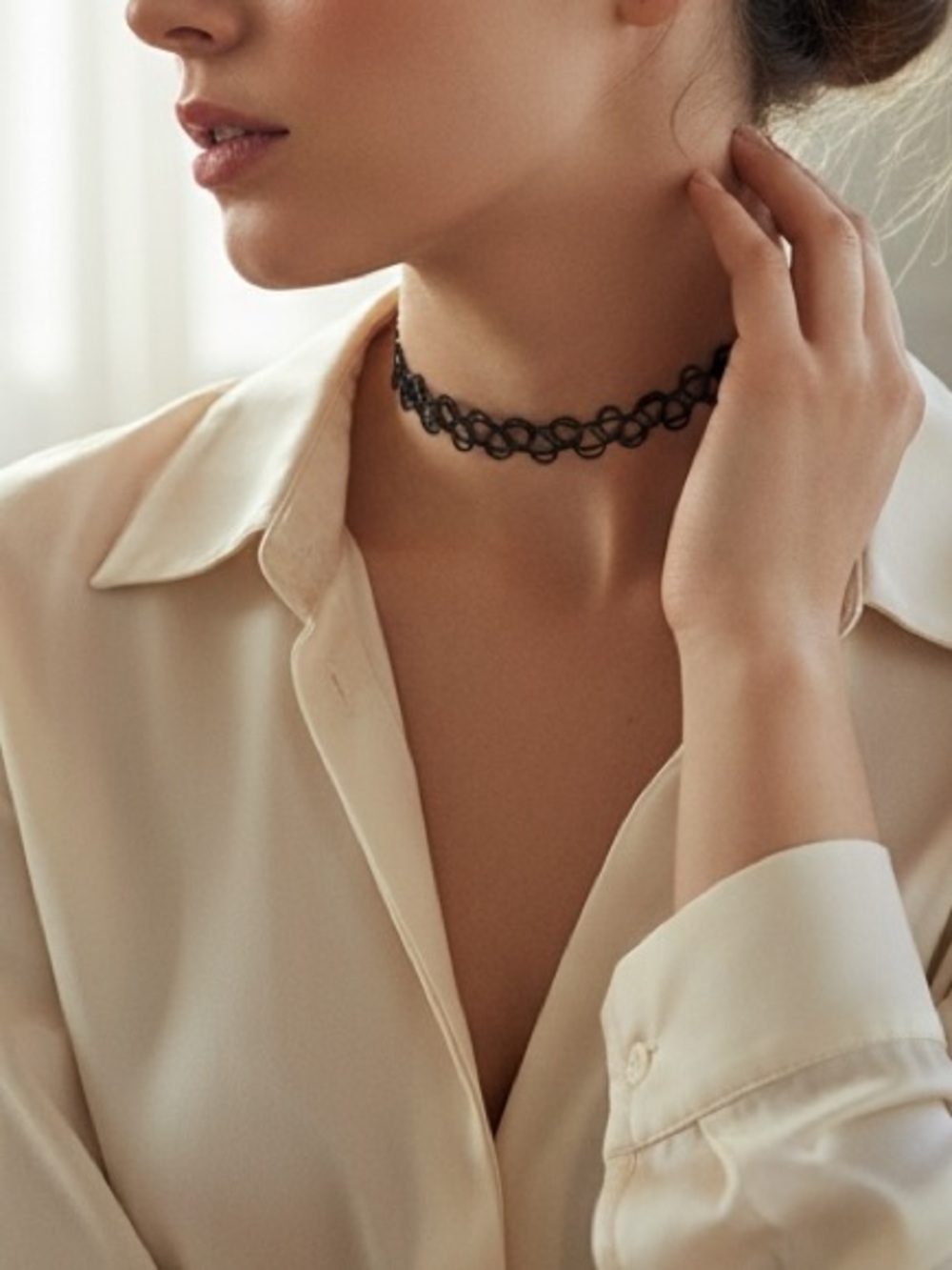 Tattoo Lace Choker Necklace y2k style fashion